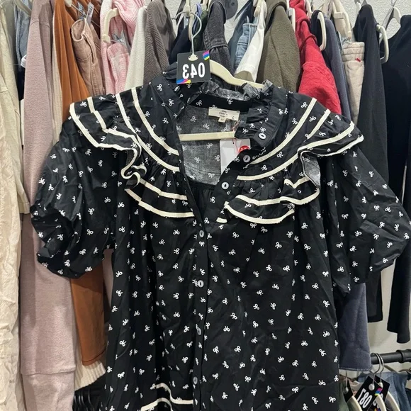 New Entro Boutique Coquette Black Bow Dress Sz M - Picture 4 of 5